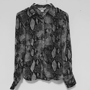 Brooks Brothers 100% Silk Button Down Long Sleeve Snake Top Size 6